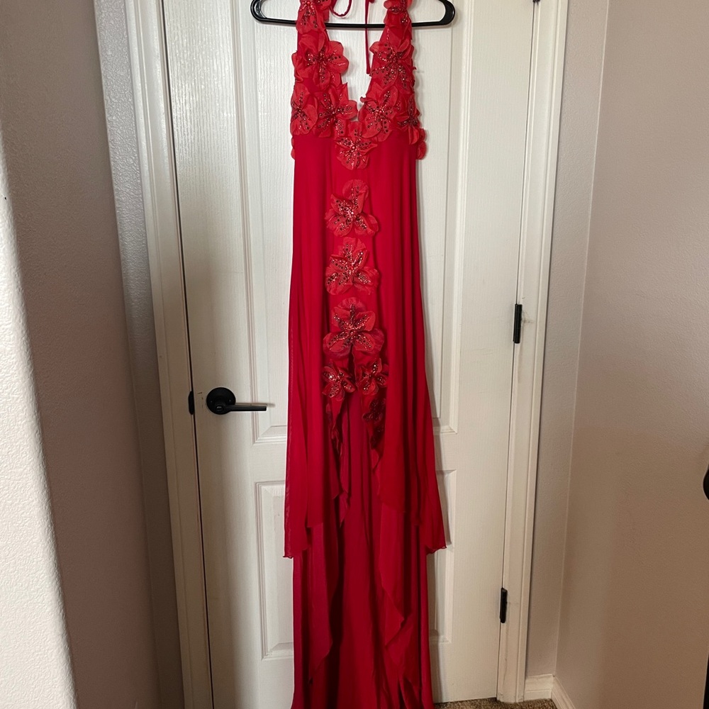 Elegant Red High Low Dress